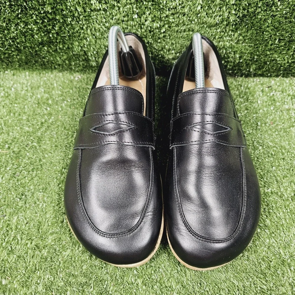 Earthing Harmony Black Leather Grounding Earthing Barefoot Penny Loafers Mens 9